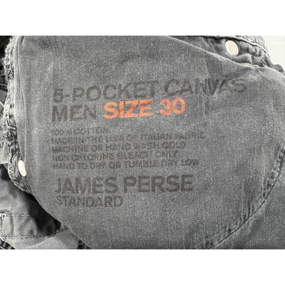 James Perse Canvas 5 Pocket Pants Mens Gray Button Fly Slim Straight Sz 30 USA - Picture 8 of 14